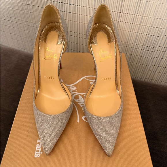 Christian Louboutin Gold/Silver Lurex Fabric Iriza D'orsay Pumps Size 39 - Picture 1 of 7